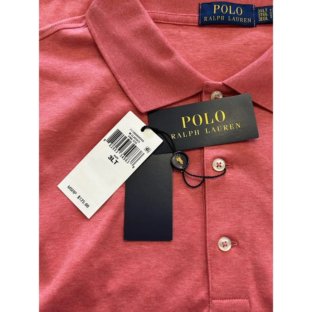 Polo Ralph Lauren Classic Fit Polo Shirt Men's 3XLT Rose Heather Pink NWT